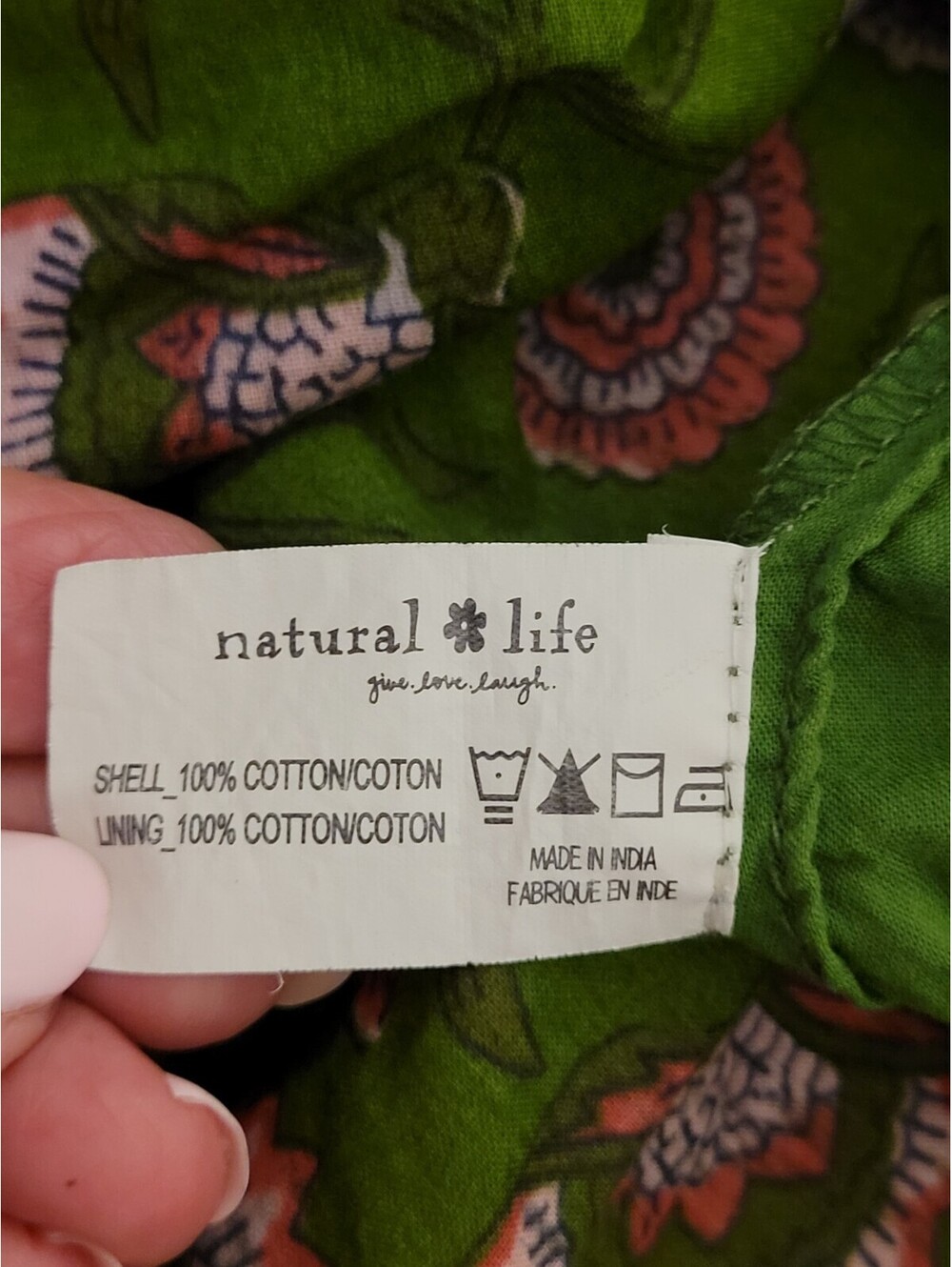 Natural Life Lottie Midi Dress Sz Med Green Floral Buttom Front NWOT Cottagecore - Picture 8 of 9